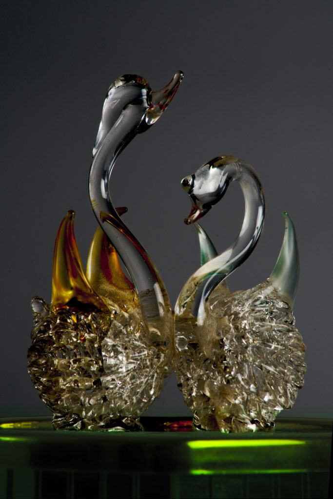 Couple de cygnes en cristal