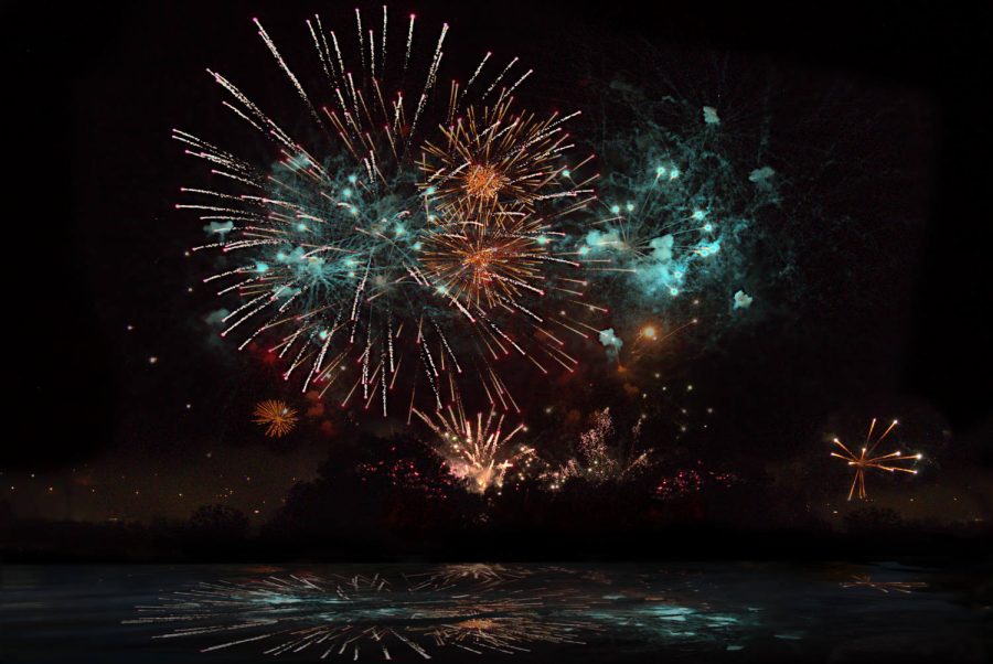 Feux d'artifice sur le lac
